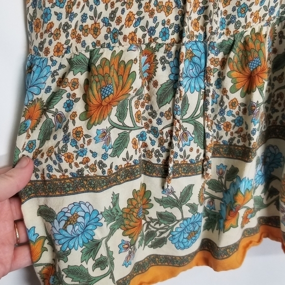 Floral dress unbranded sleeveless floral Medium EUC blue orange flowers - Picture 9 of 9